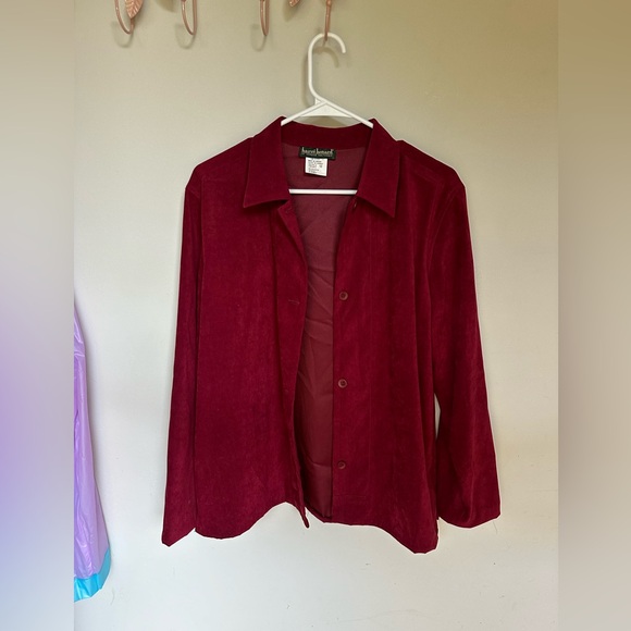 Vintage Harve Bernard Button Up Blouse Top Cardigan Jacket Red/Maroon/Burgundy - Picture 6 of 6